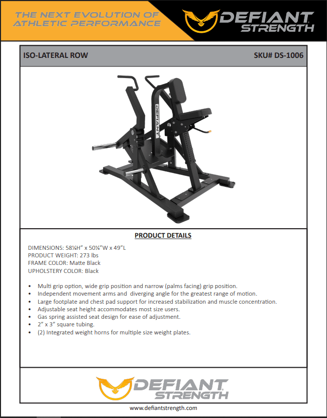 Defiant Strength - Defiant Strength DS1006 Iso - Lateral Vertical Row - Plate Loaded
