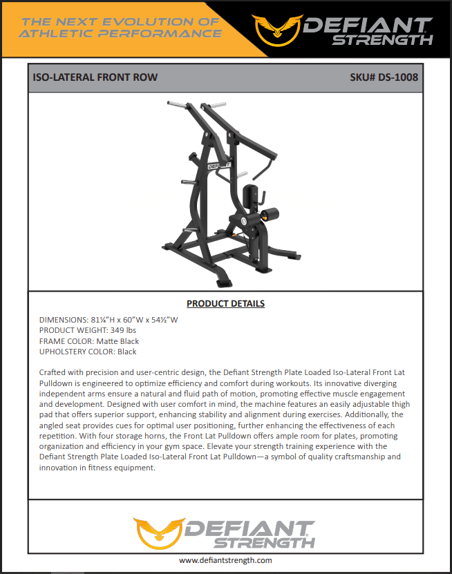 Iso - Lateral Front Lat Pulldown | Defiant Strength - Plate Loaded - Defiant Strength