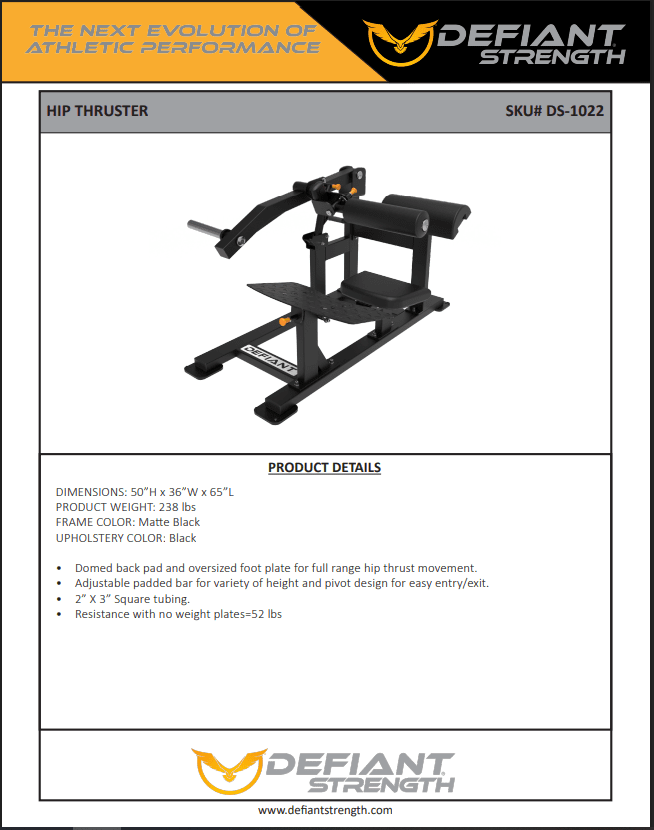 Defiant Strength - Defiant Strength DS1022 Hip Thrust Machine - Plate Loaded