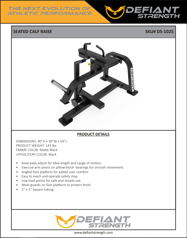 Defiant Strength - Defiant Strength DS1025 Seated Calf Raise Machine - Plate Loaded