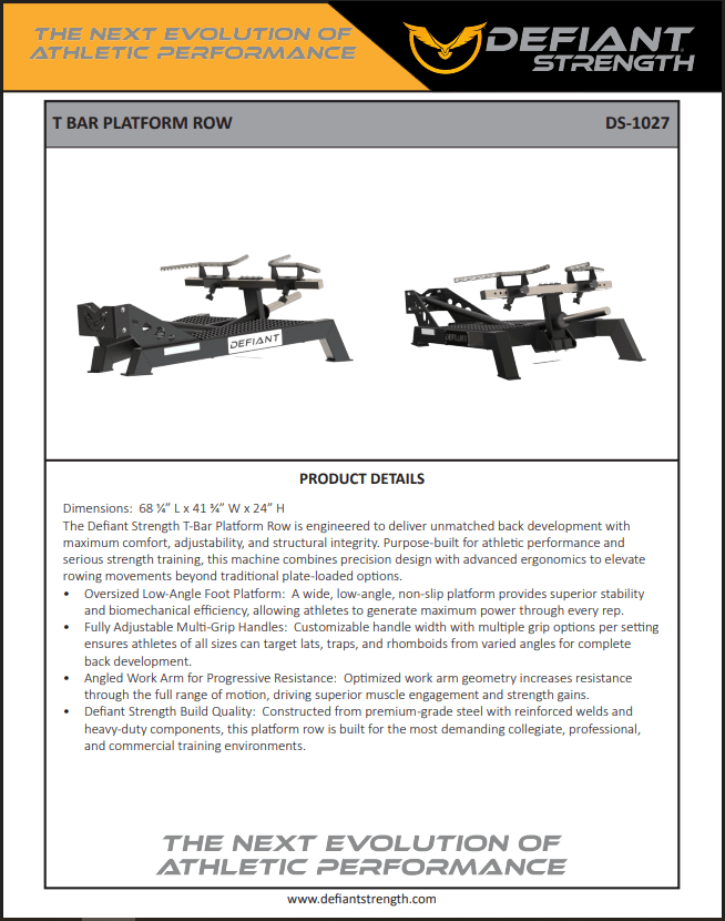 Defiant Strength - Defiant Strength DS1027 T - Bar Platform Row - Plate Loaded