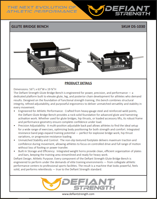 Defiant Strength - Defiant Strength DS1030 Glute Bridge Bench - Bench