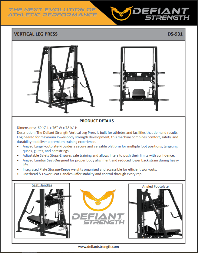 Vertical Leg Press | Defiant Strength - Plate Loaded - Defiant Strength