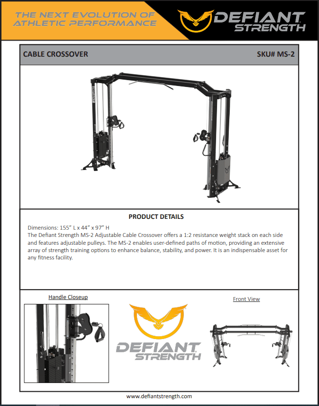Defiant Strength - Defiant Strength MS2 Cable Crossover - Cable Crossover