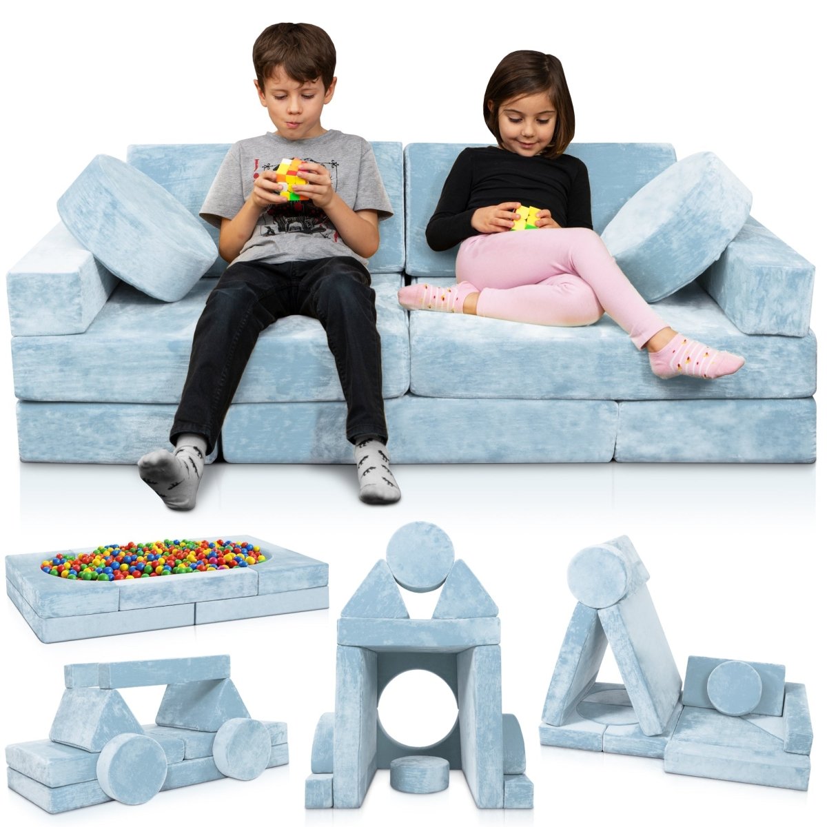 14-Piece Modular Kids Couch | Lunix - Children Furniture - Lunix