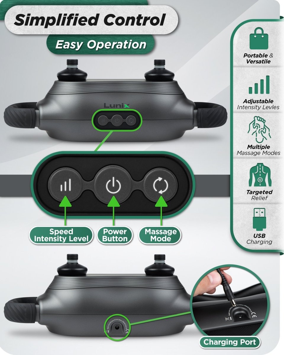 2-Head Deep Tissue Massager Charcoal Black | Lunix - Massage Gun - Lunix