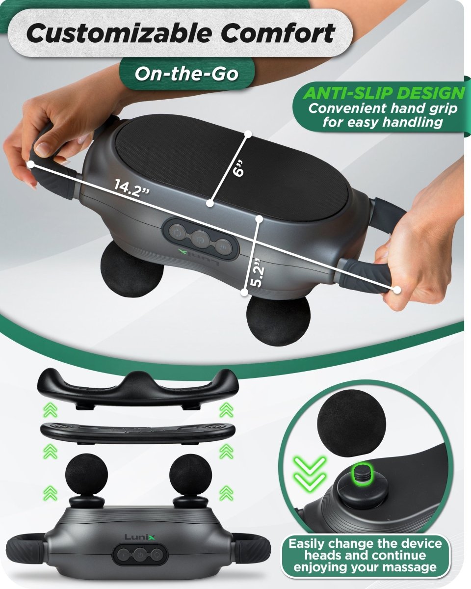 2-Head Deep Tissue Massager Charcoal Black | Lunix - Massage Gun - Lunix