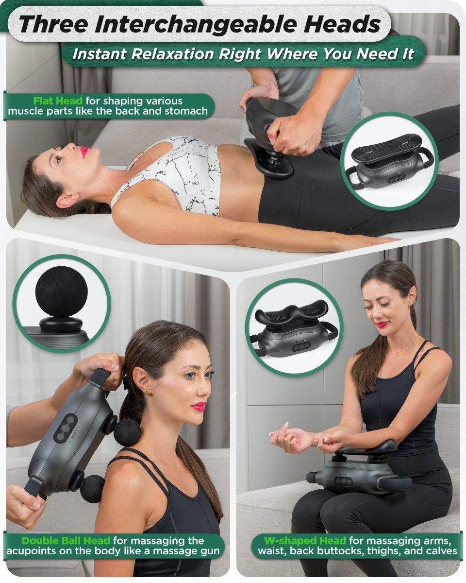 2-Head Deep Tissue Massager Charcoal Black | Lunix - Massage Gun - Lunix
