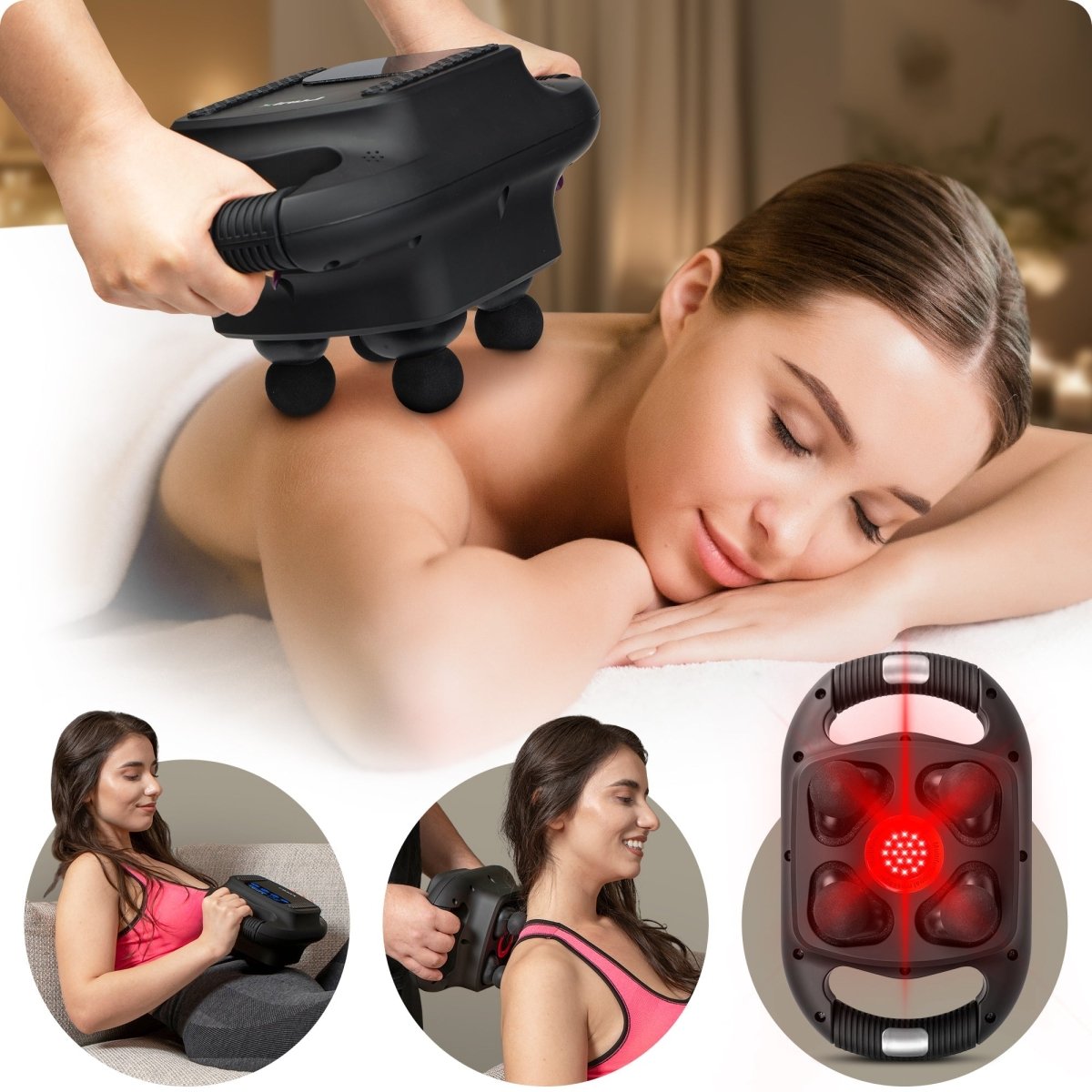 4-Head Percussion Massager Charcoal Black | Lunix - Massage Gun - Lunix