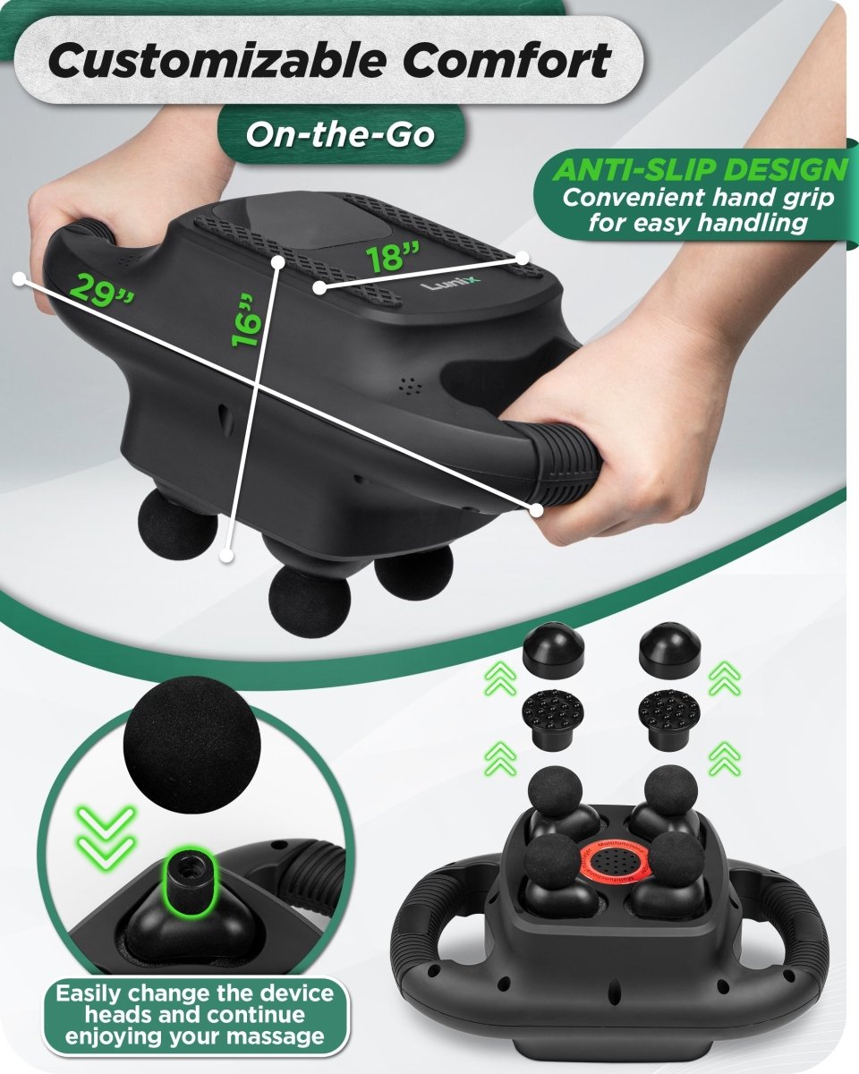 4-Head Percussion Massager Charcoal Black | Lunix - Massage Gun - Lunix