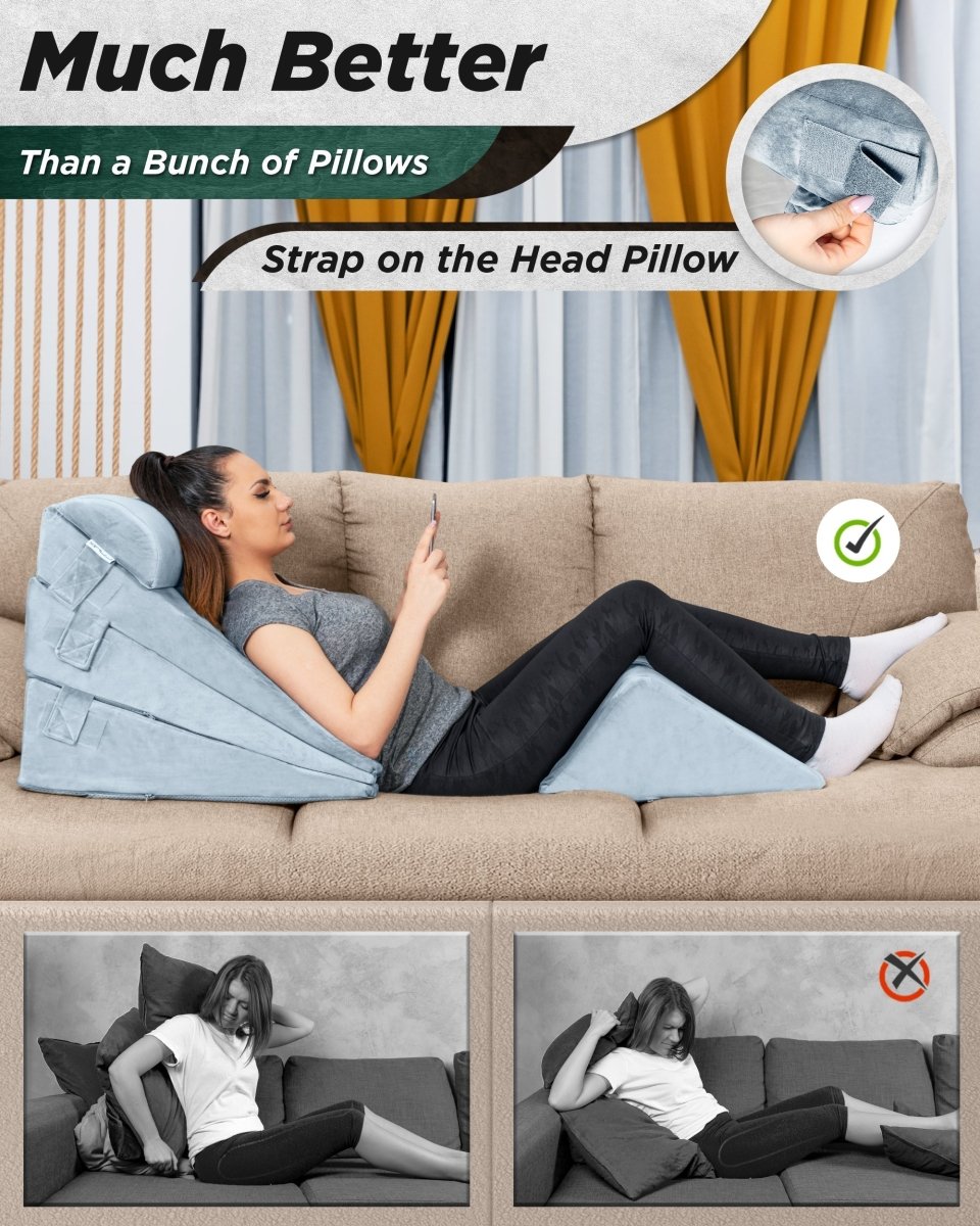 5-Piece Wedge Pillow Set Cloud Gray | Lunix - Wedge Pillow Set - Lunix