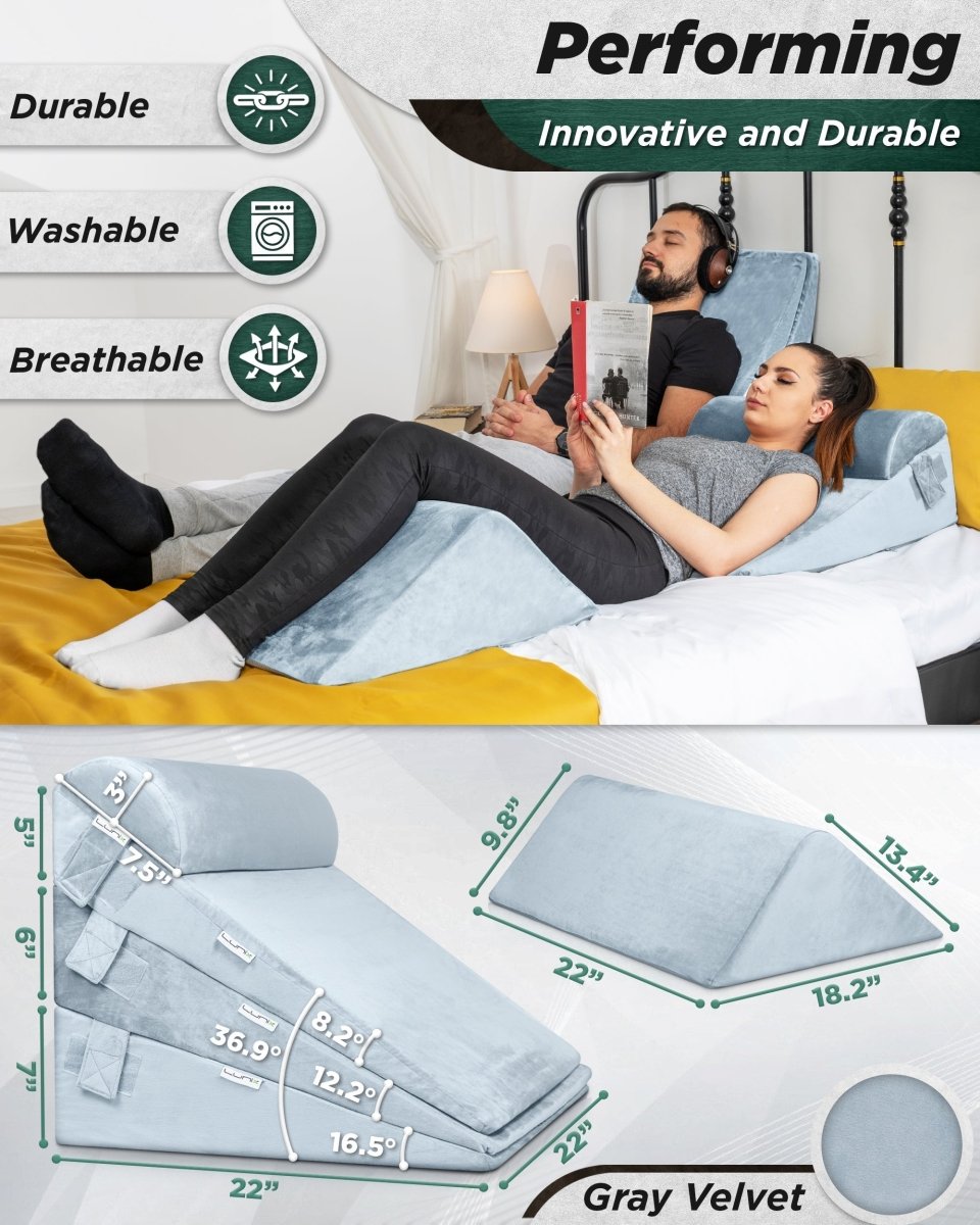 5-Piece Wedge Pillow Set Cloud Gray | Lunix - Wedge Pillow Set - Lunix