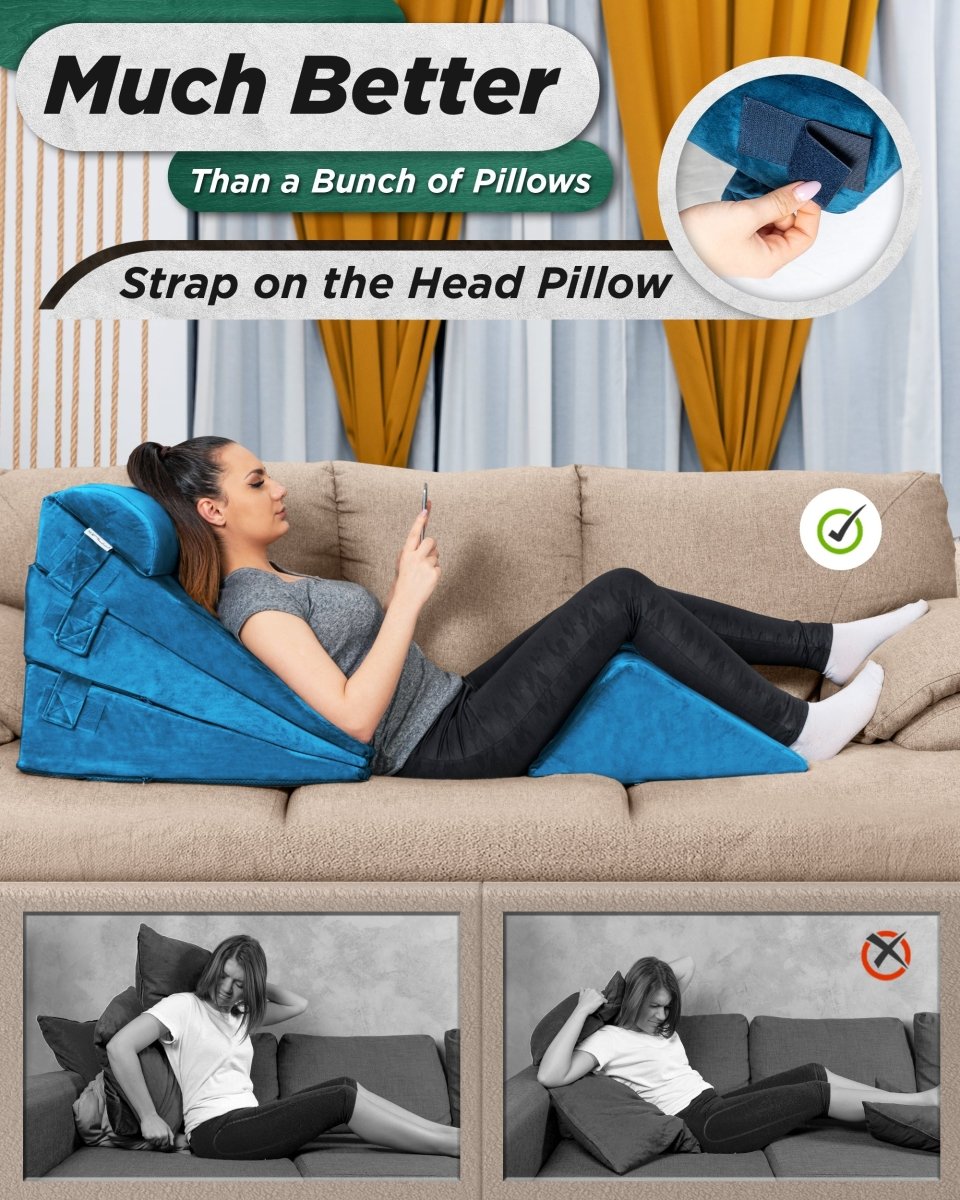5-Piece Wedge Pillow Set Ocean Blue | Lunix - Wedge Pillow Set - Lunix