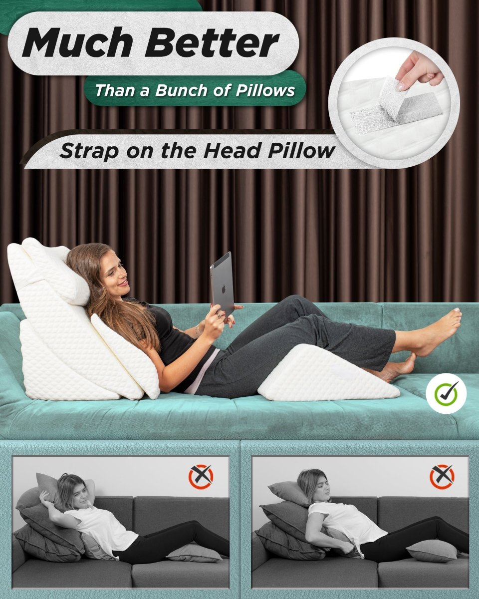 6-Piece Wedge Pillow Set Pebble White | Lunix - Wedge Pillow Set - Lunix