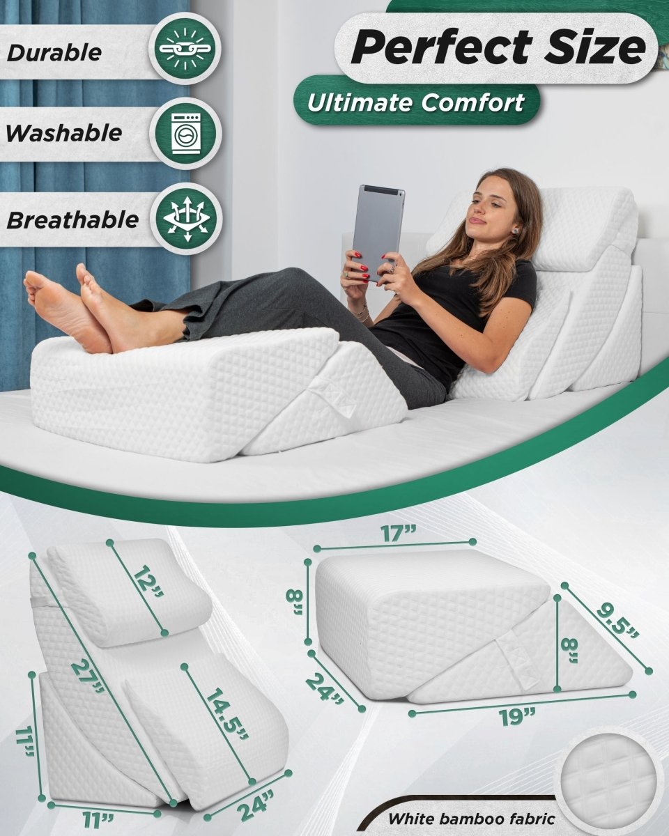 6-Piece Wedge Pillow Set Pebble White | Lunix - Wedge Pillow Set - Lunix