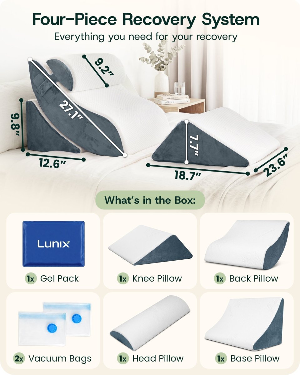 Bed Wedge Pillow Set Arctic Navy | Lunix - Wedge Pillow Set - Lunix