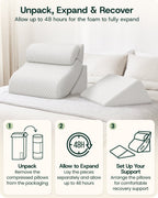 Bed Wedge Pillow Set Pebble White | Lunix - Wedge Pillow Set - Lunix