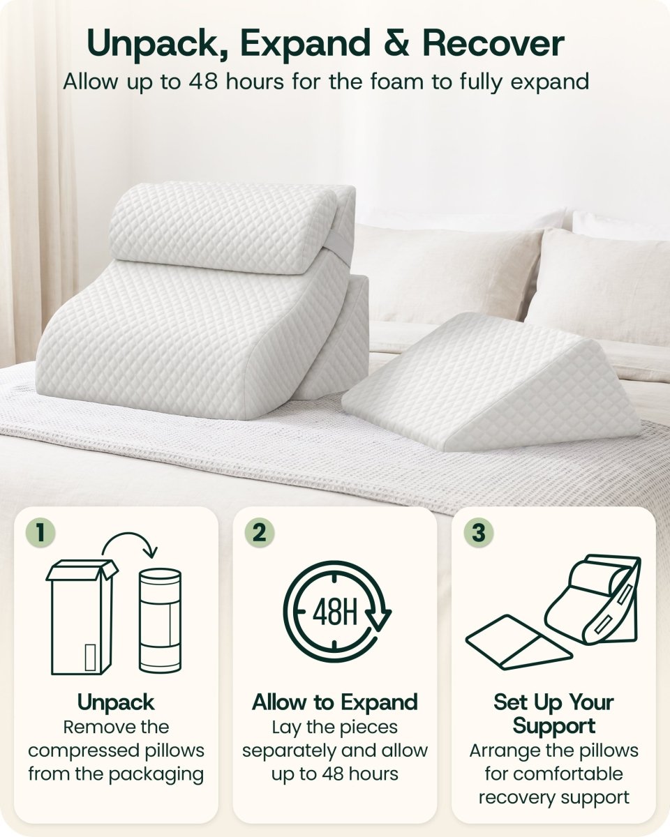 Bed Wedge Pillow Set Pebble White | Lunix - Wedge Pillow Set - Lunix
