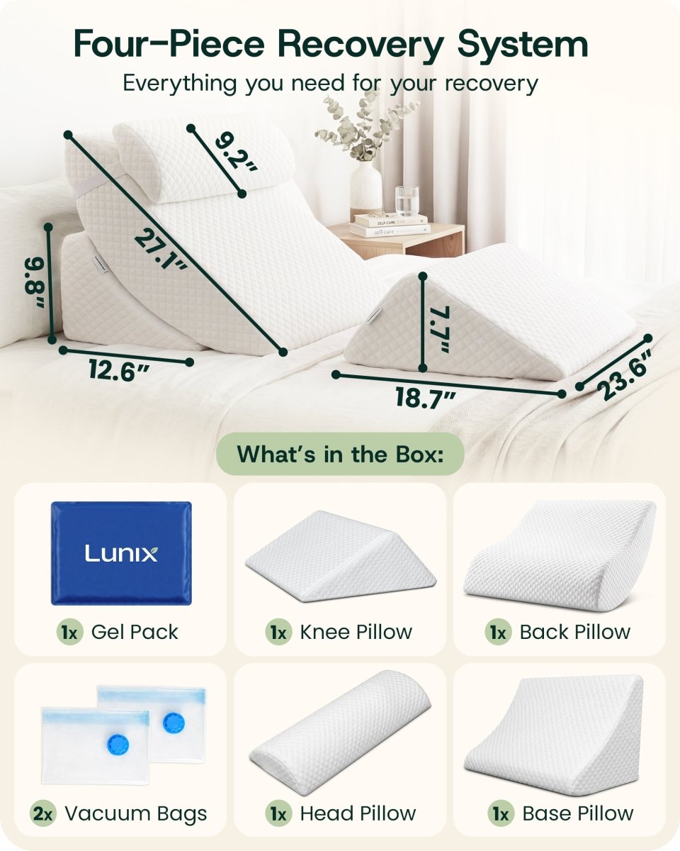 Bed Wedge Pillow Set Pebble White | Lunix - Wedge Pillow Set - Lunix