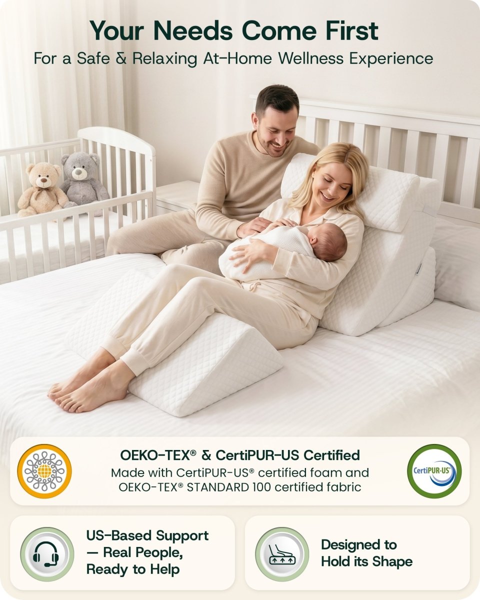Bed Wedge Pillow Set Pebble White | Lunix - Wedge Pillow Set - Lunix