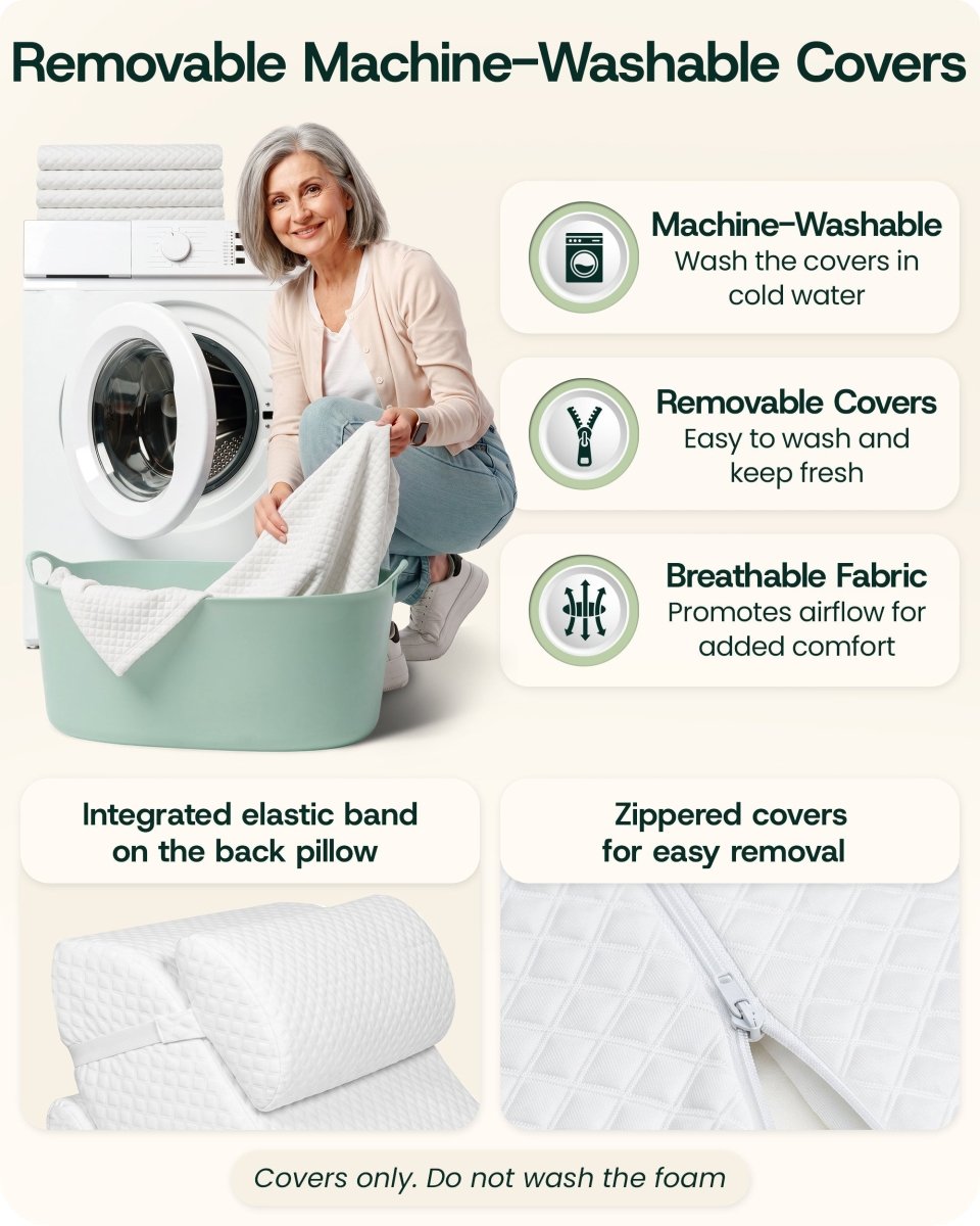 Bed Wedge Pillow Set Pebble White | Lunix - Wedge Pillow Set - Lunix