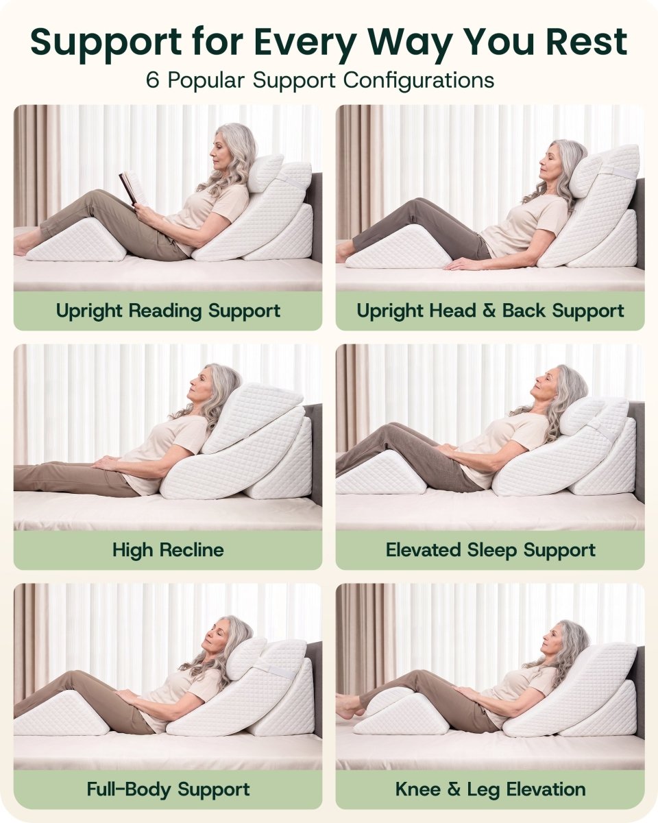 Bed Wedge Pillow Set Pebble White | Lunix - Wedge Pillow Set - Lunix