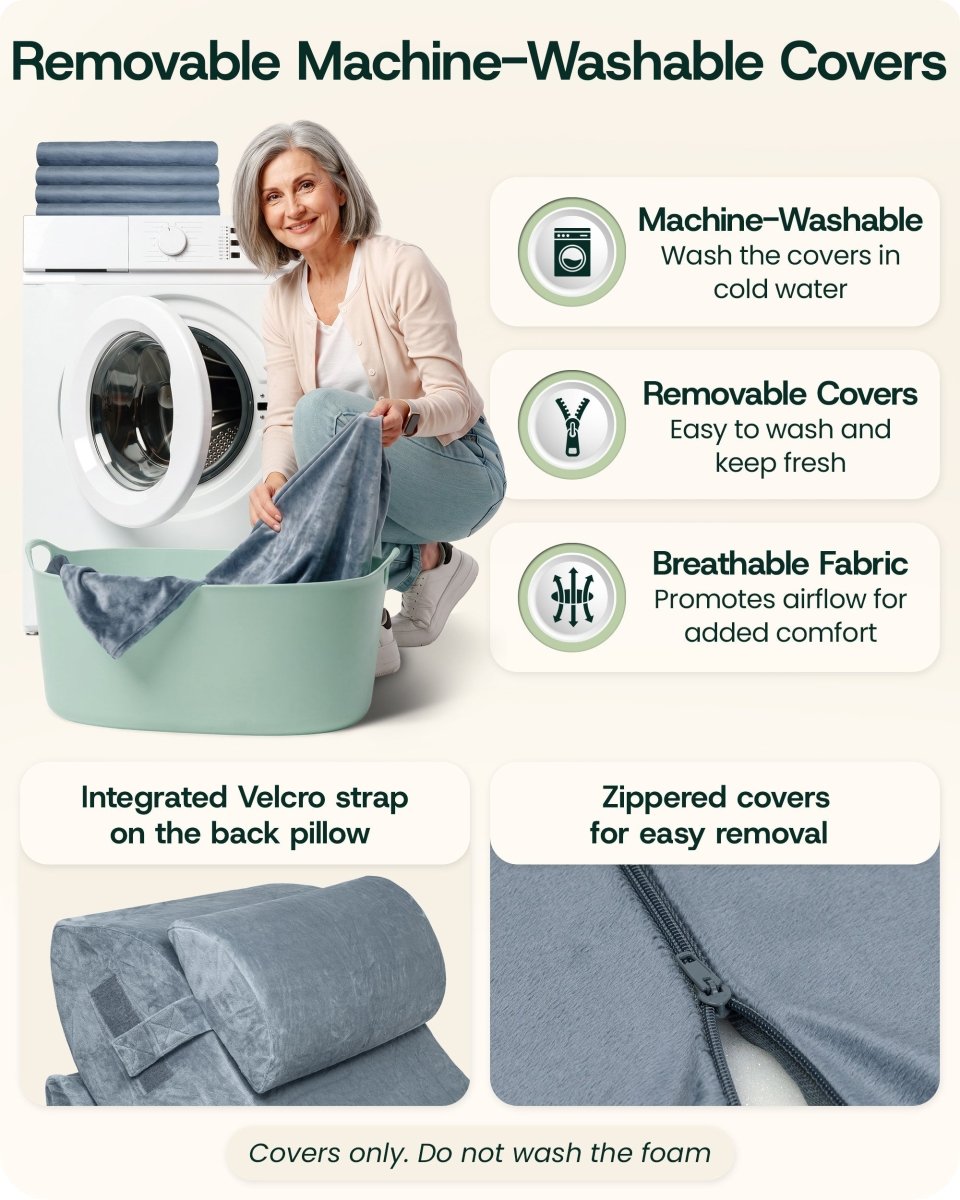 Bed Wedge Pillow Set Stone Navy | Lunix - Wedge Pillow Set - Lunix