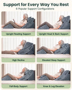 Bed Wedge Pillow Set Stone Navy | Lunix - Wedge Pillow Set - Lunix