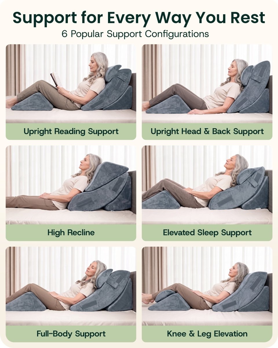 Bed Wedge Pillow Set Stone Navy | Lunix - Wedge Pillow Set - Lunix