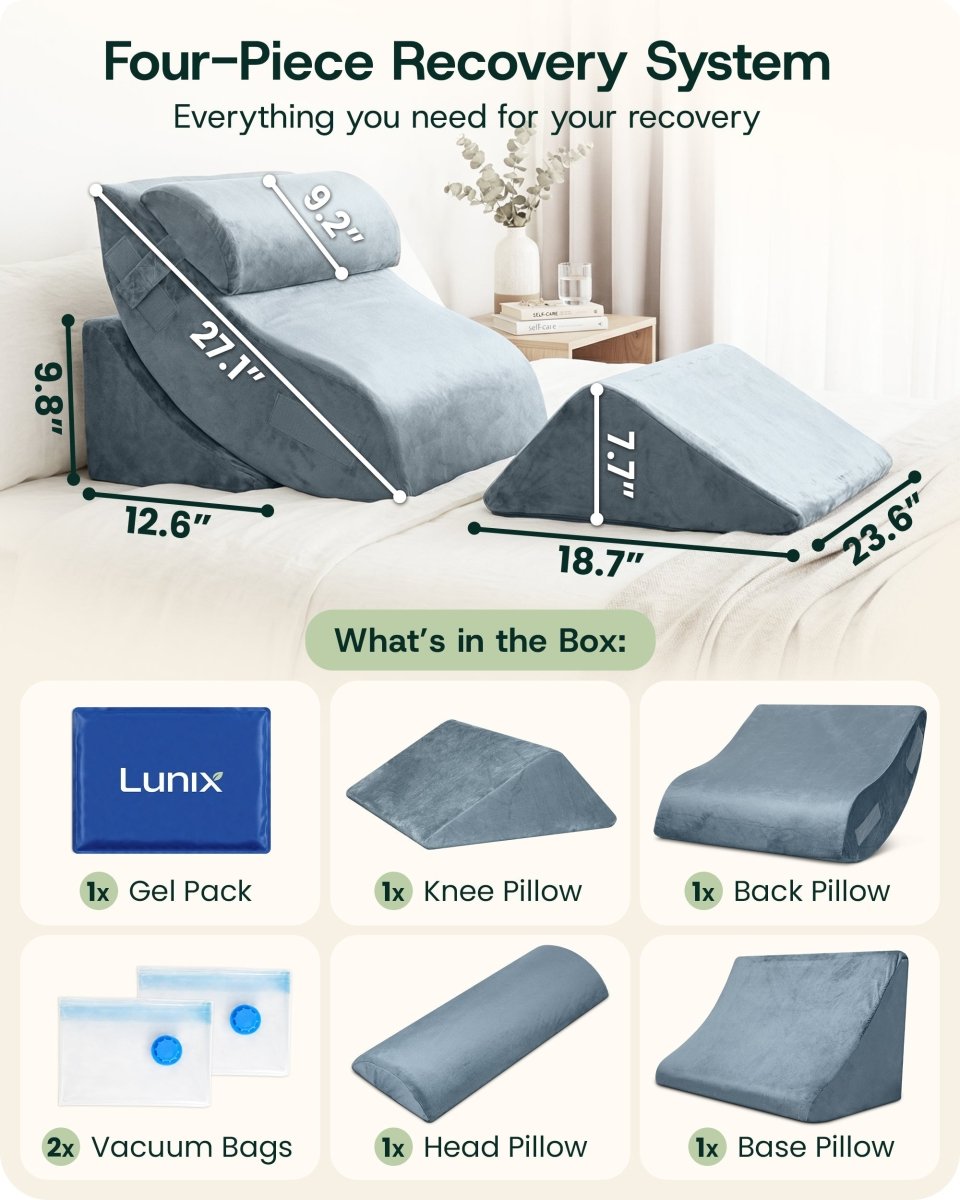 Bed Wedge Pillow Set Stone Navy | Lunix - Wedge Pillow Set - Lunix