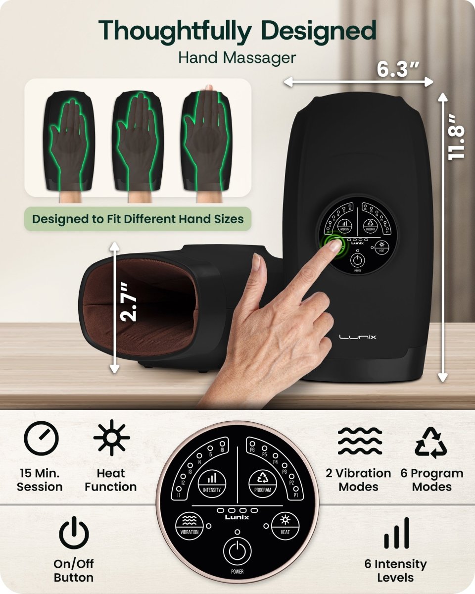 Cordless Hand Massager Charcoal Black | Lunix - Hand Massager - Lunix