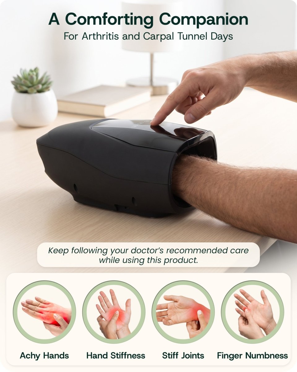 Hand Massager with Heat Charcoal Black | Lunix - Hand Massager - Lunix