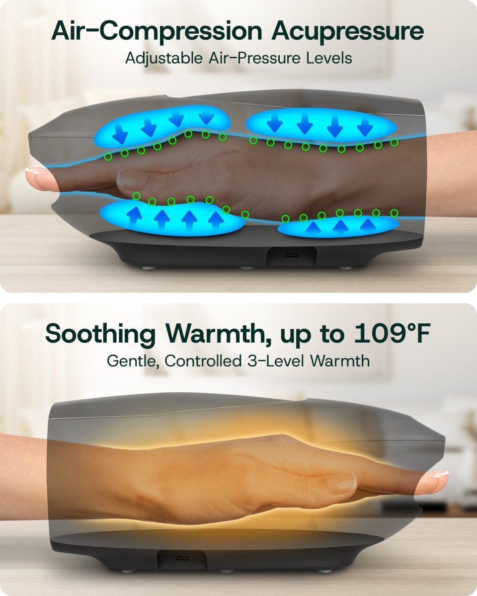 Hand Massager with Heat Charcoal Black | Lunix - Hand Massager - Lunix