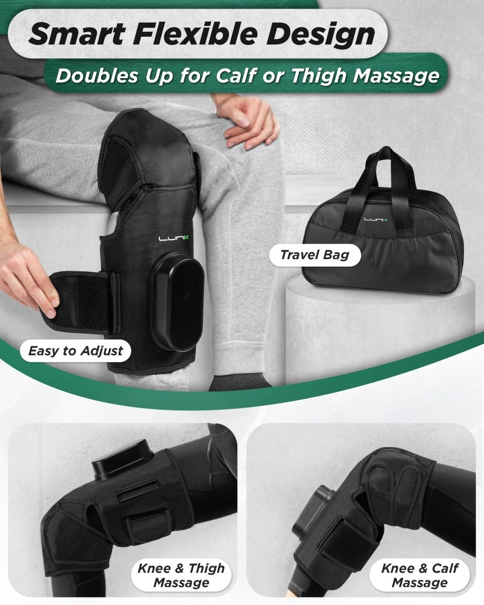 Knee Compression Massager Charcoal Black | Lunix - Knee Massager - Lunix