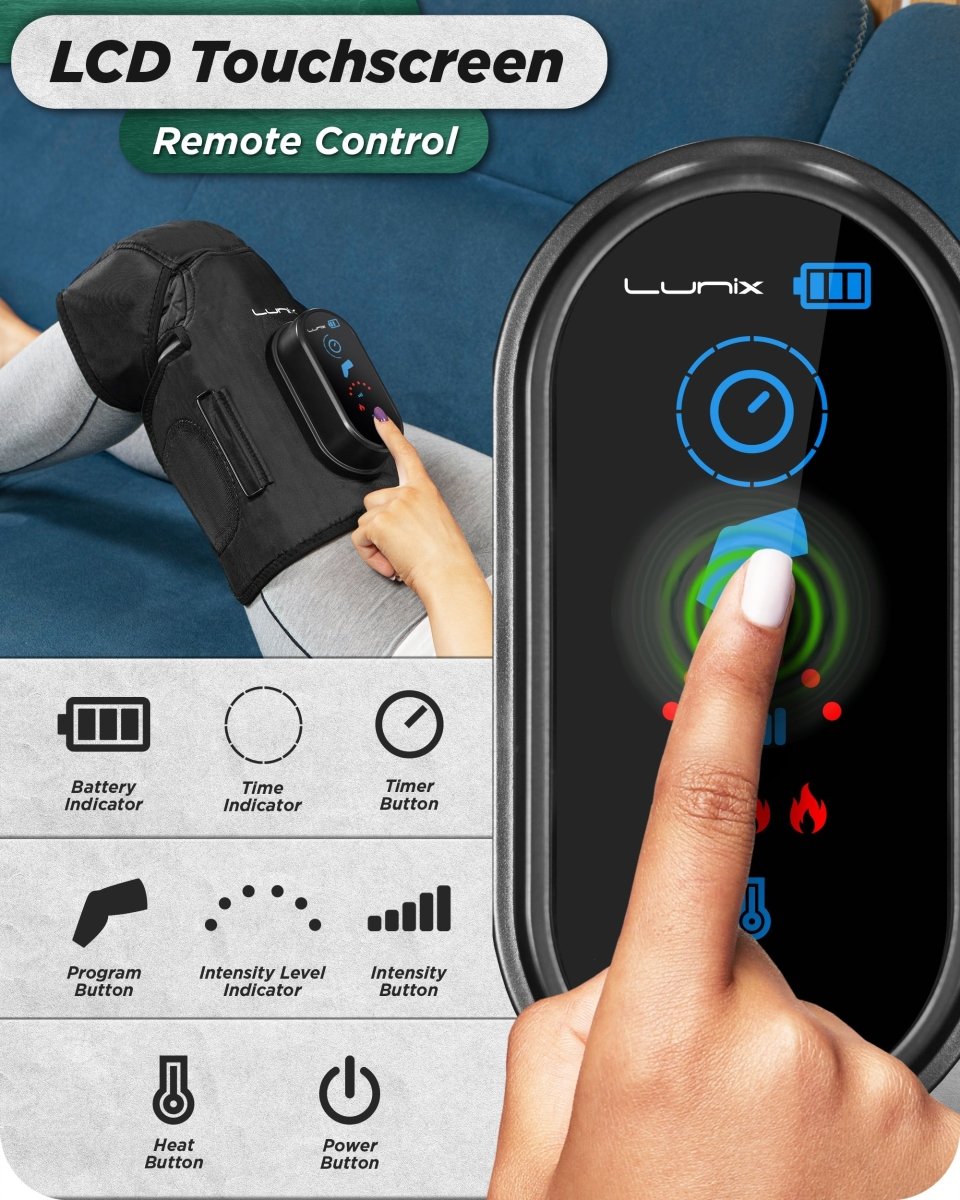 Knee Compression Massager Charcoal Black | Lunix - Knee Massager - Lunix