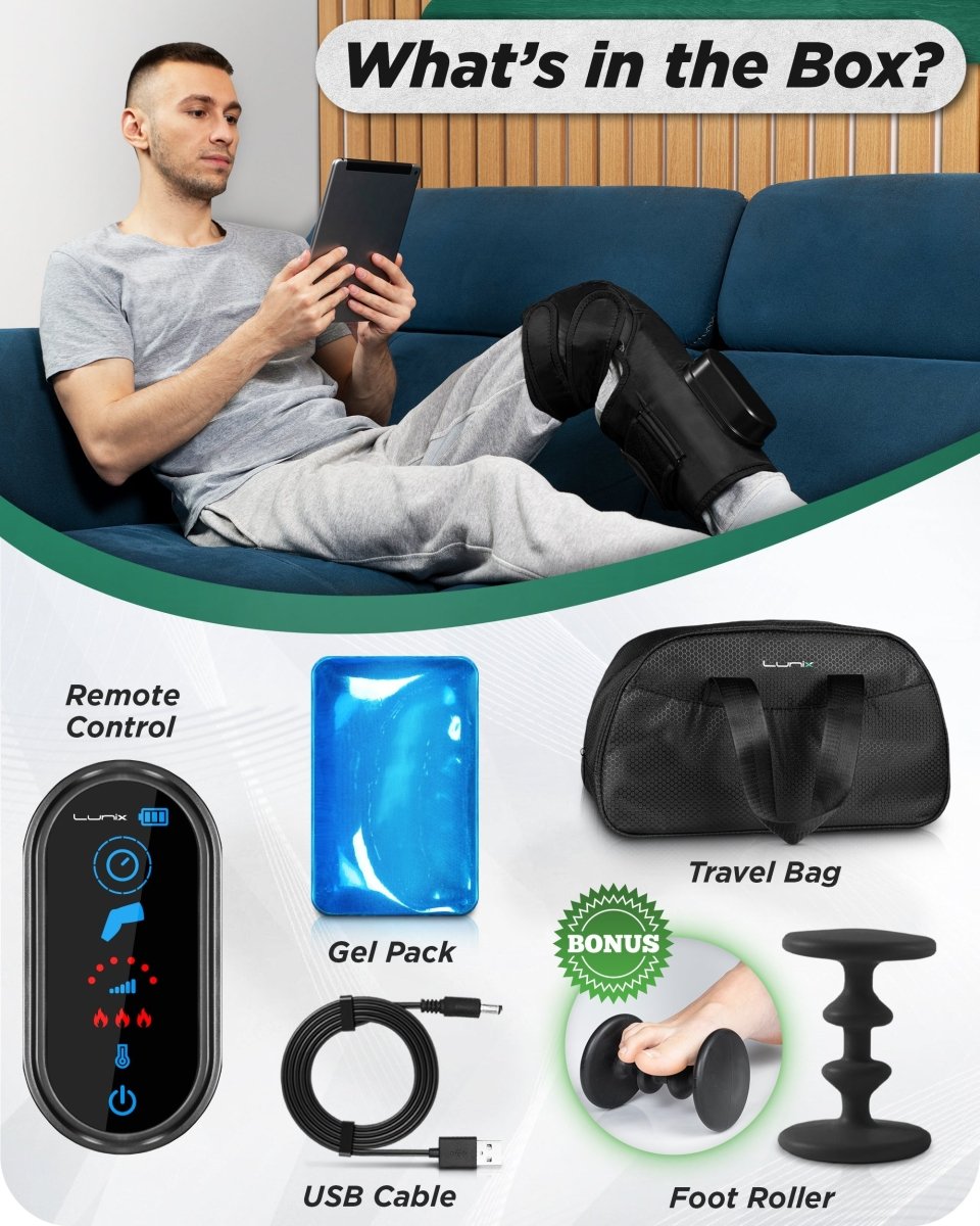 Knee Compression Massager Charcoal Black | Lunix - Knee Massager - Lunix