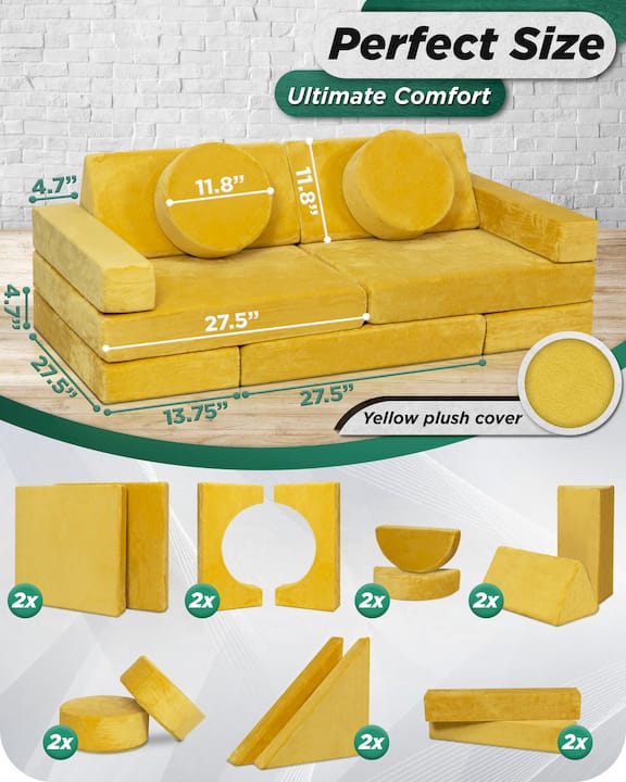 Modular Play Couch Amber Yellow | Lunix - Children Furniture - Lunix