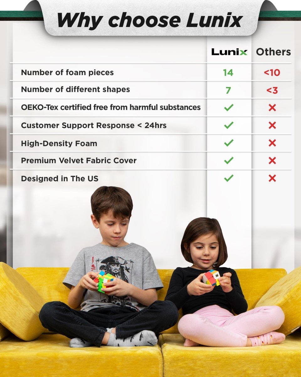 Modular Play Couch Amber Yellow | Lunix - Children Furniture - Lunix