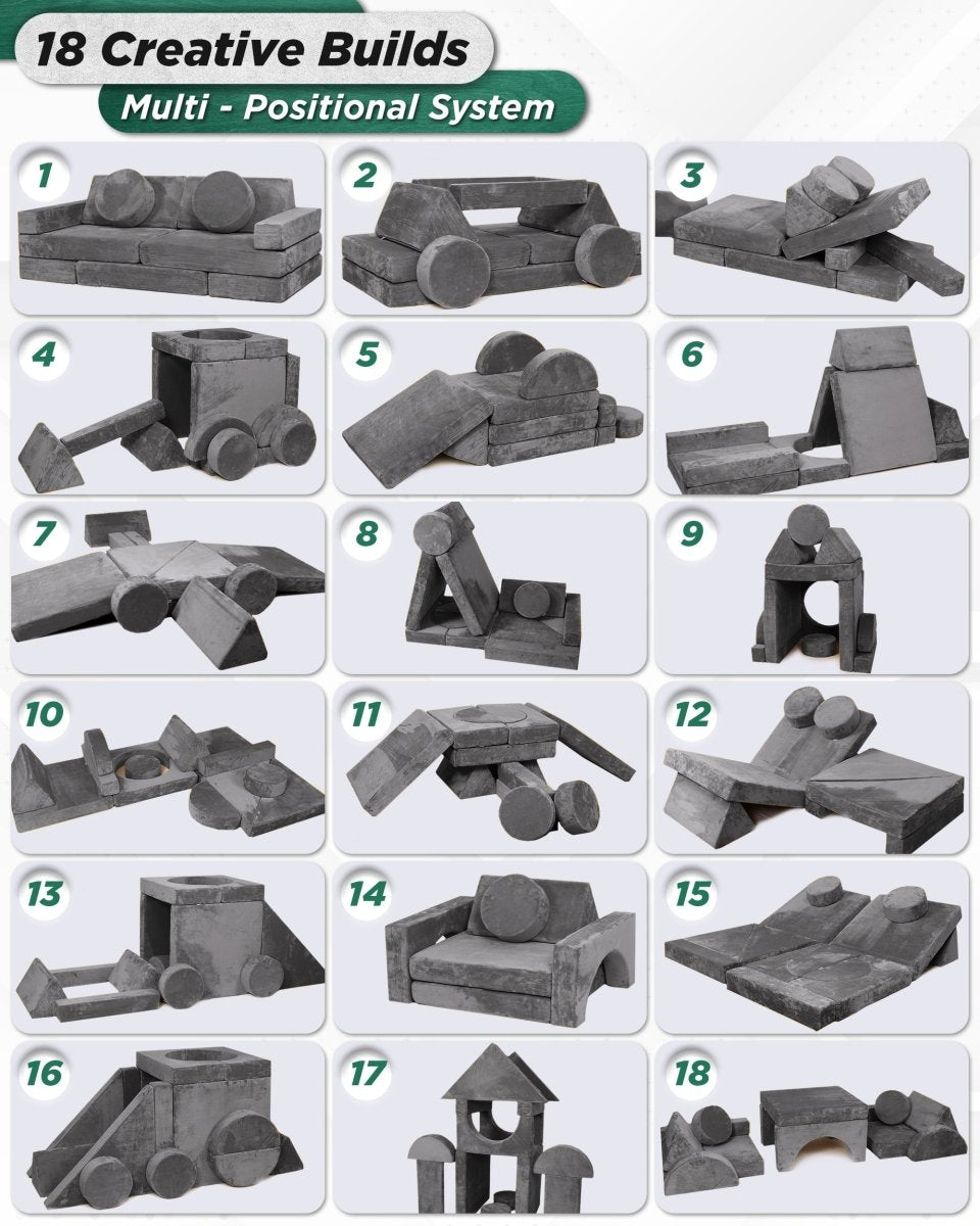 Modular Play Couch Granite Gray | Lunix - Children Furniture - Lunix