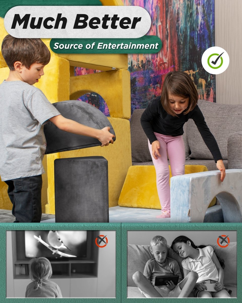 Modular Play Couch Granite Gray | Lunix - Children Furniture - Lunix