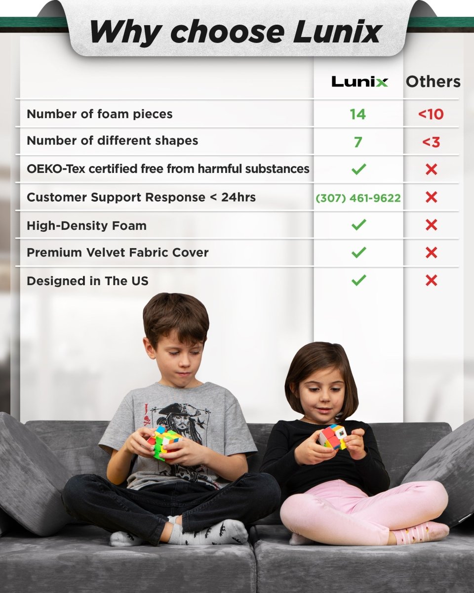 Modular Play Couch Granite Gray | Lunix - Children Furniture - Lunix