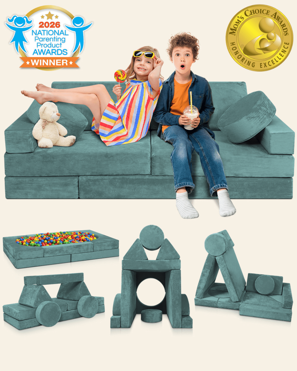 Modular Play Couch Sage Teal | Lunix - Children Furniture - Lunix