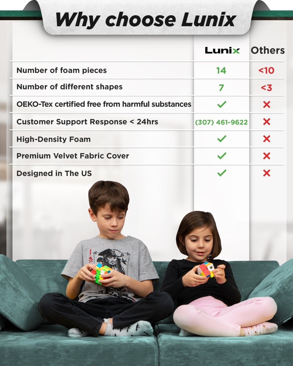 Modular Play Couch Sage Teal | Lunix - Children Furniture - Lunix