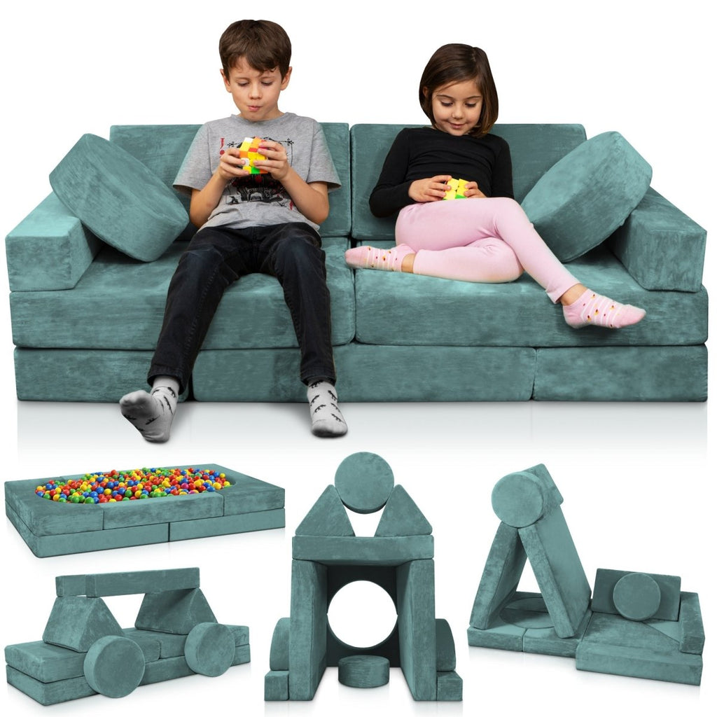Modular Play Couch Sage Teal | Lunix - Children Furniture - Lunix