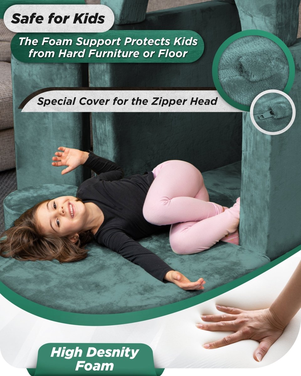 Modular Play Couch Sage Teal | Lunix - Children Furniture - Lunix