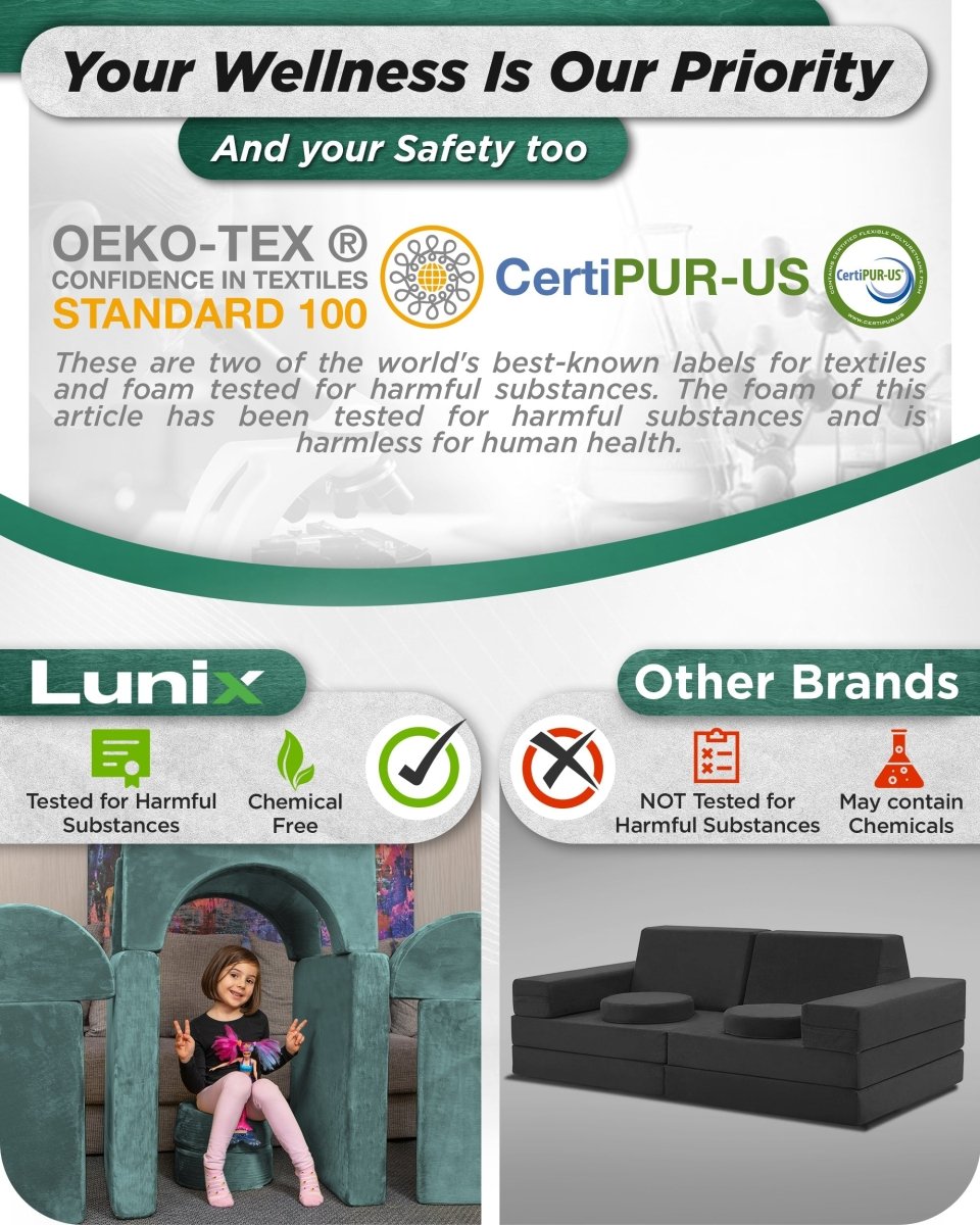 Modular Play Couch Sage Teal | Lunix - Children Furniture - Lunix