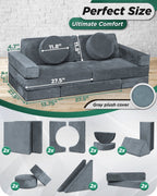 Modular Play Couch Stone Gray | Lunix - Children Furniture - Lunix