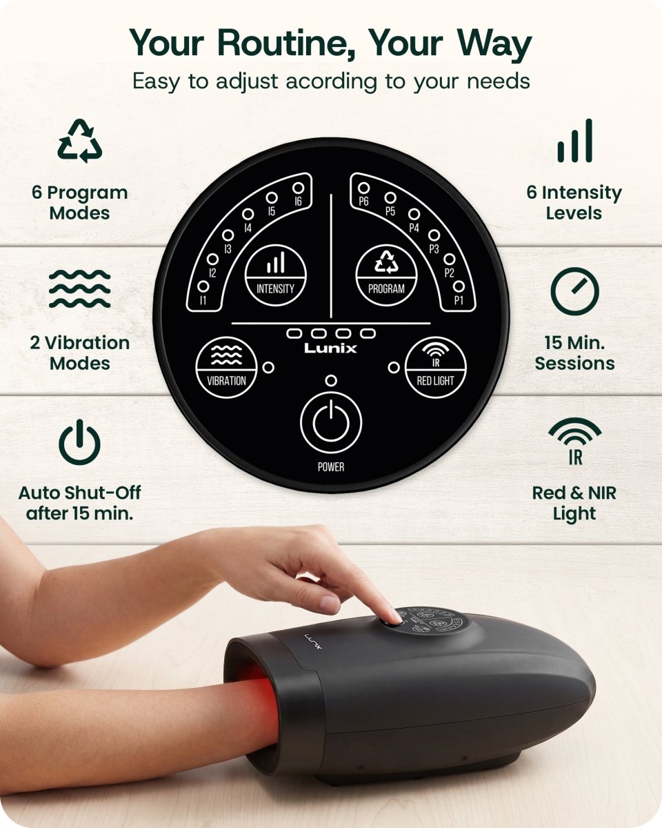 Red Light Hand Massager Charcoal Black | Lunix - Hand Massager - Lunix