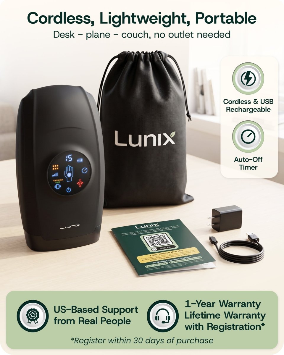 Red Light Hand Massager Charcoal Black | Lunix - Hand Massager - Lunix