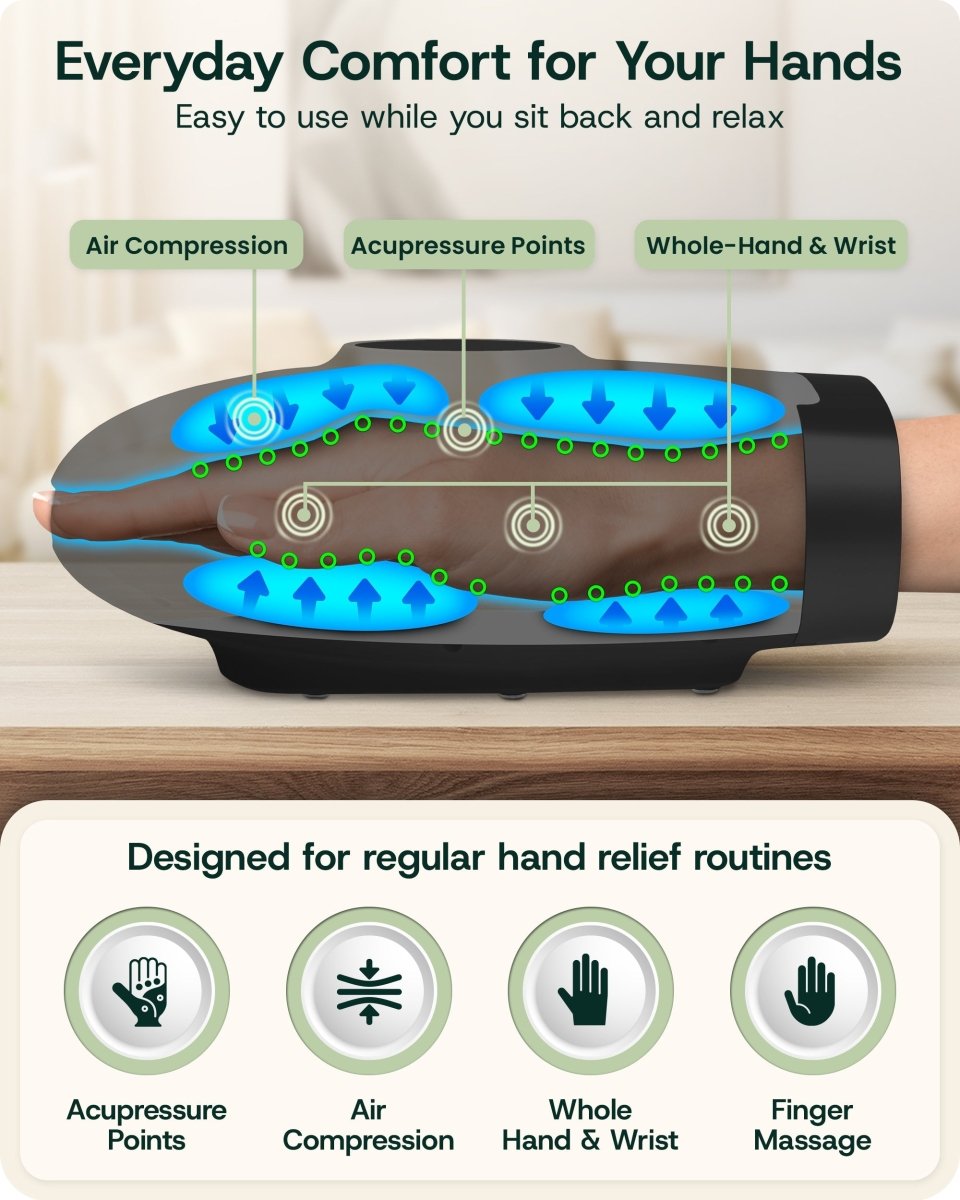 Red Light Hand Massager Charcoal Black | Lunix - Hand Massager - Lunix
